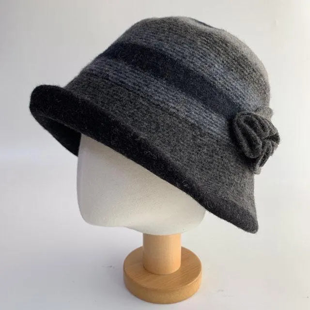 STRIPE CLOCHE HAT - WOOL