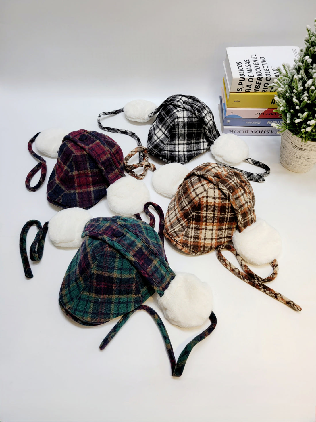 Wool English Flat Cap, Baker Boy Hat, Winter Newsboy Hunting Cap with Matching Ear Muff
