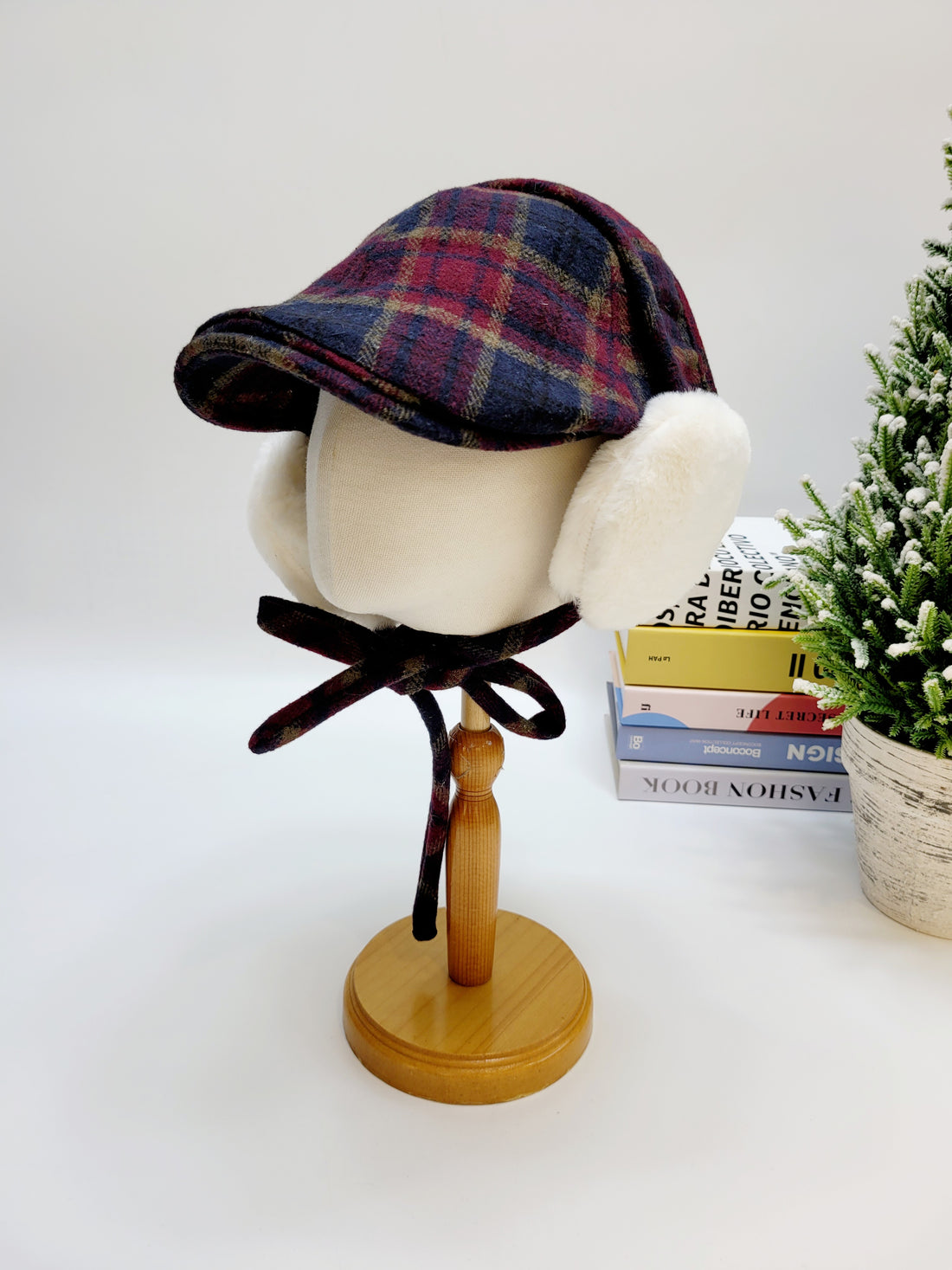 Wool English Flat Cap, Baker Boy Hat, Winter Newsboy Hunting Cap with Matching Ear Muff