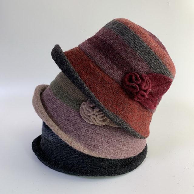 STRIPE CLOCHE HAT - WOOL