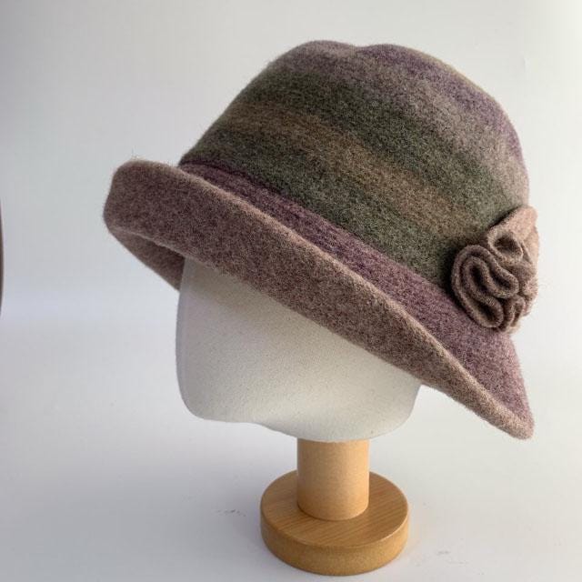 STRIPE CLOCHE HAT - WOOL