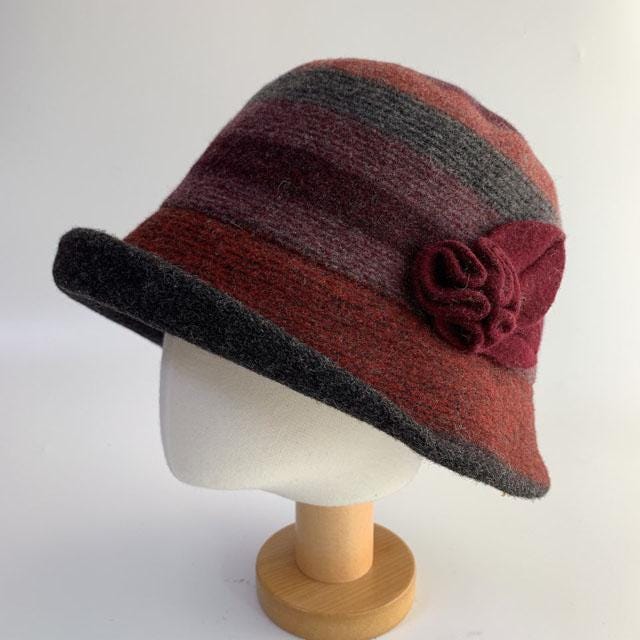 STRIPE CLOCHE HAT - WOOL